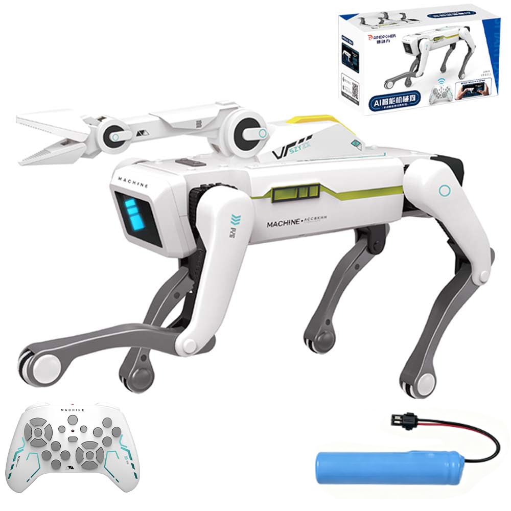 X-Verse 8008 RC robot perro, habla e interactúa con clip de manga larga, programable danza música robot, regalos para cumpleaños y Navidad