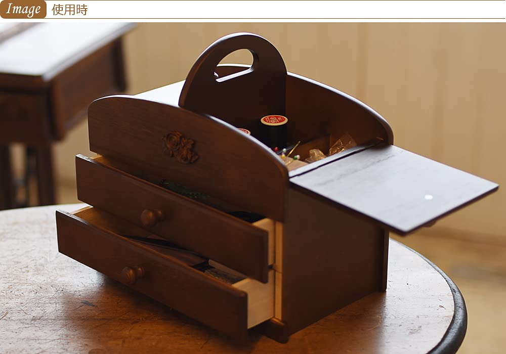 Amazon.co.jp: ソーイングボックス 裁縫箱 木製 3段 引き出し