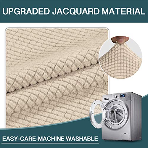 Fantasdecor Chaise Lounge Cover Stretch Chaise Chair Covers For Living Room Chaise Slipcover Armless Chaise Lounge Indoor Slipcover For Bedroom Chaise Soft Jacquard Fabric Machine Washable, Beige #TOP3