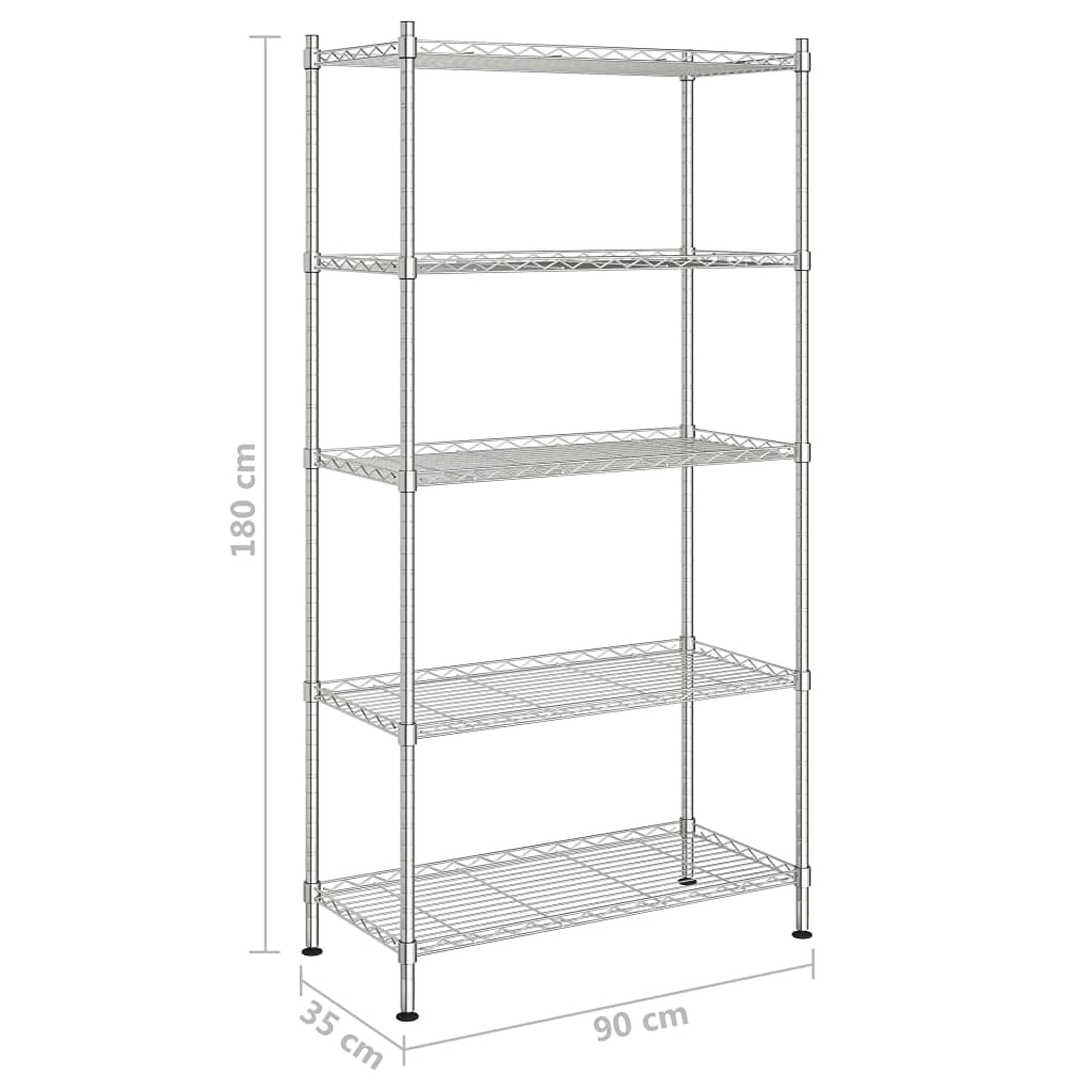 Générique Étagère de Rangement 5 Niveaux 90x35x180 cm Chrome 250 kg,Entreprise & Industrie,Stockage Industriel,Étagères industrielles,Argent,10.3 KG,324623