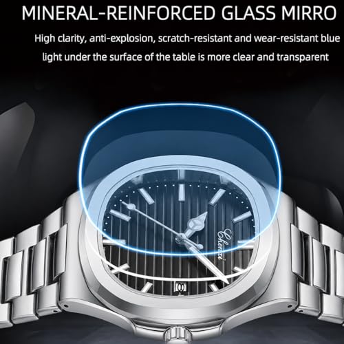 Image of Gosasa Fashion Men's Watches Date Business Watch Stainless Steel Luxury Style Luminous Quartz Waterproof Analog Display Male Wristwatch