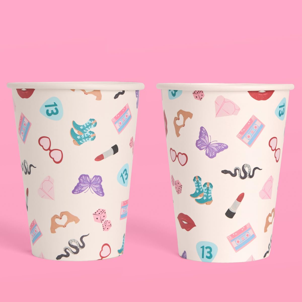 xo, Fetti Eras Party White Paper Cups | 24 Disposable 12 oz Cups | Concert Party Drinkware, Bachelorette Decorations, Birthday Tableware, Bridesmaid Supplies