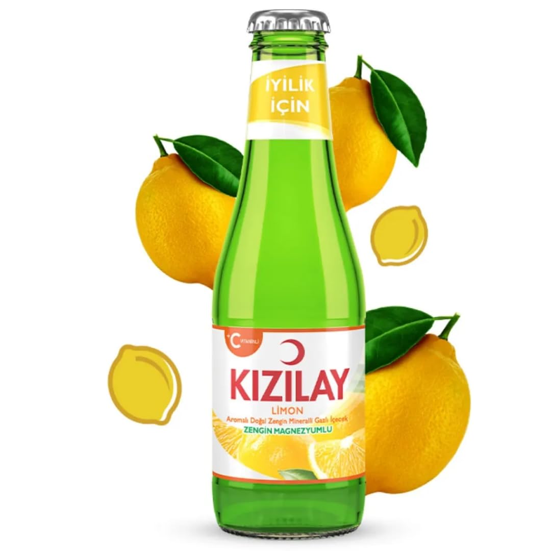 KIZILAY Natürliches Mineralwasser mit Zitronengeschmack, reichhaltiges Mineralwasser mit Bikarbonat und Natrium x 48 Flaschen mit pufai grocery