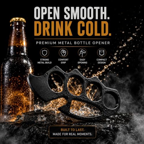 Image of Heavy Duty Metal Bottle Opener - Stainless Steel Grip-Style Design, Rust-Resistant, Durable & Portable Bottle Opening Tool for Home, Bar & Outdoors