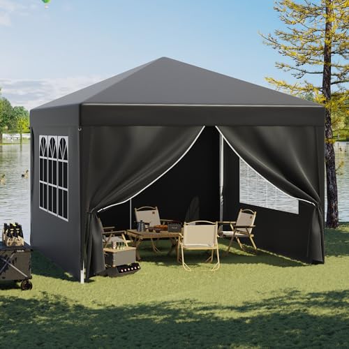 JUMMICO Pavillon 3x3 Wasserdicht Stabil Winterfest mit 4 Seitenwänden,Faltpavillon Höhe Verstellbar,Pavillion UV Schutz 50+,Gartenpavillon Faltzelt für Garten, Innenhof, Camping,Gazebo Grau