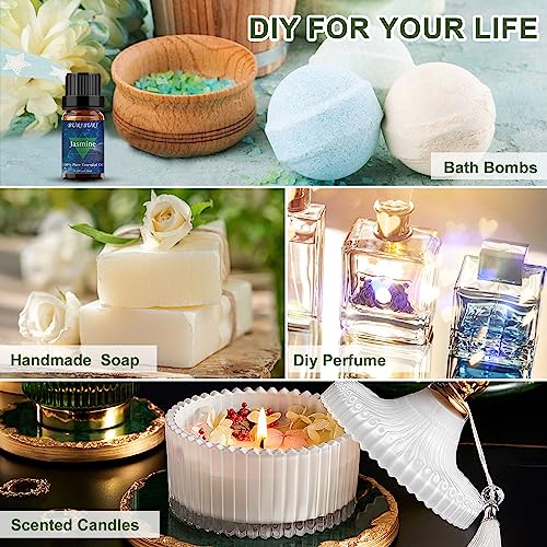 Image of BURIBURI Jasmine Essential Oil, 100% Pure, Undiluted, Natural, Organic Aromatherapy Jasmine Oils 10ML for Massage, Diffuser, Soap Making Candle Making