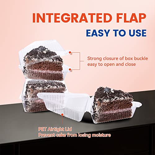 DODHEG Clear Plastic Take out Containers, 100 PCS Clear Plastic Food Clamshell Container Cake Slice Containers Plastic Disposable, (5.5x4.2x3 inches) for Home, Bakery and Cafe, Triangles. - Thumbnail 5