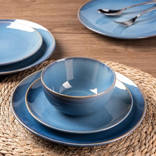 Image of GBHOME Dinnerware Sets For 8, 24Pcs Stoneware Plates and Bowls Sets, Dishwasher&Microwave Safe