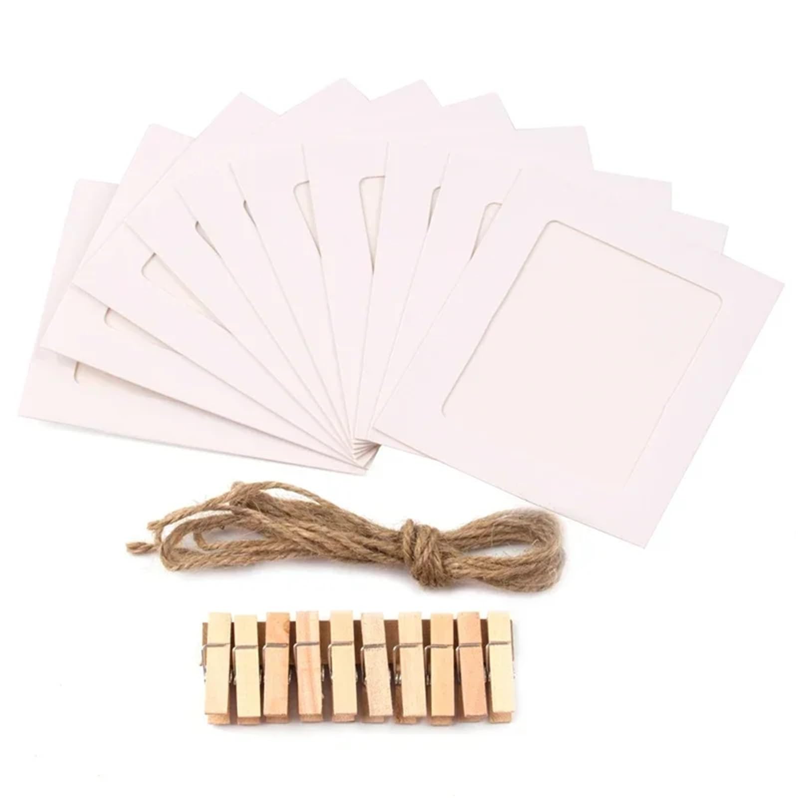Gwyzax Cardboard Photo Frames 50Pcs Kraft Paper 12 Months Photo Garland with clothespins for photo Picture Banner Birthday Entertainment 6 Years(White)
