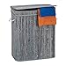 Relaxdays Wäschekorb Bambus, rechteckiger Wäschesortierer, 2 Fächer, mit Klappdeckel, platzsparend faltbar, 95 l, grau