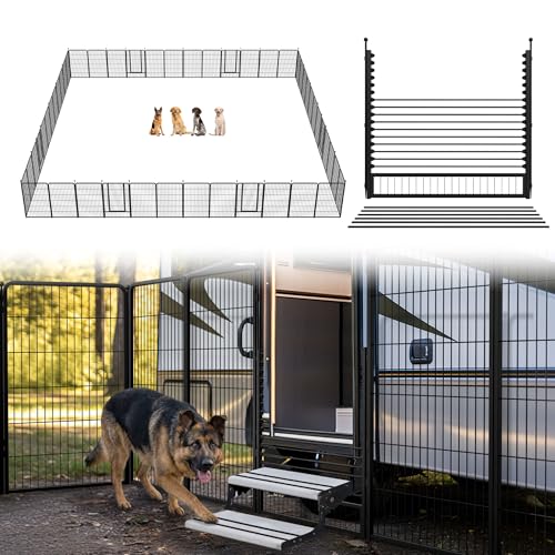 Image of FXW Instant Dog Playpen with RV Step Grid for RV Camping, 45 inch H, 48 Panels