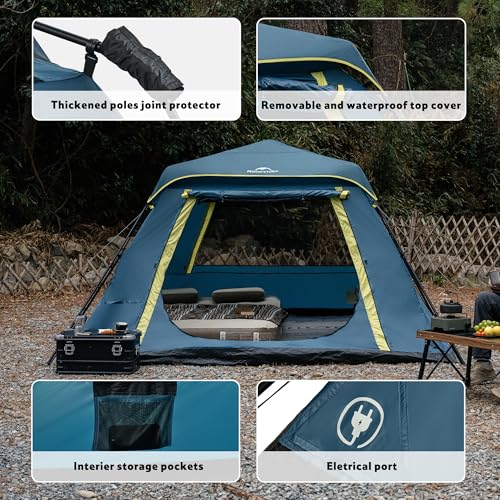 Image of Naturehike Cape Lite 4-6 Person Camping Tent, Easy Setup in Seconds Instant Cabin Tents for Family Camping & Hiking