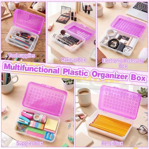 Image of Blulu 6 Pack Plastic Pencil Boxes Bulk Large Pencil Case,Purple