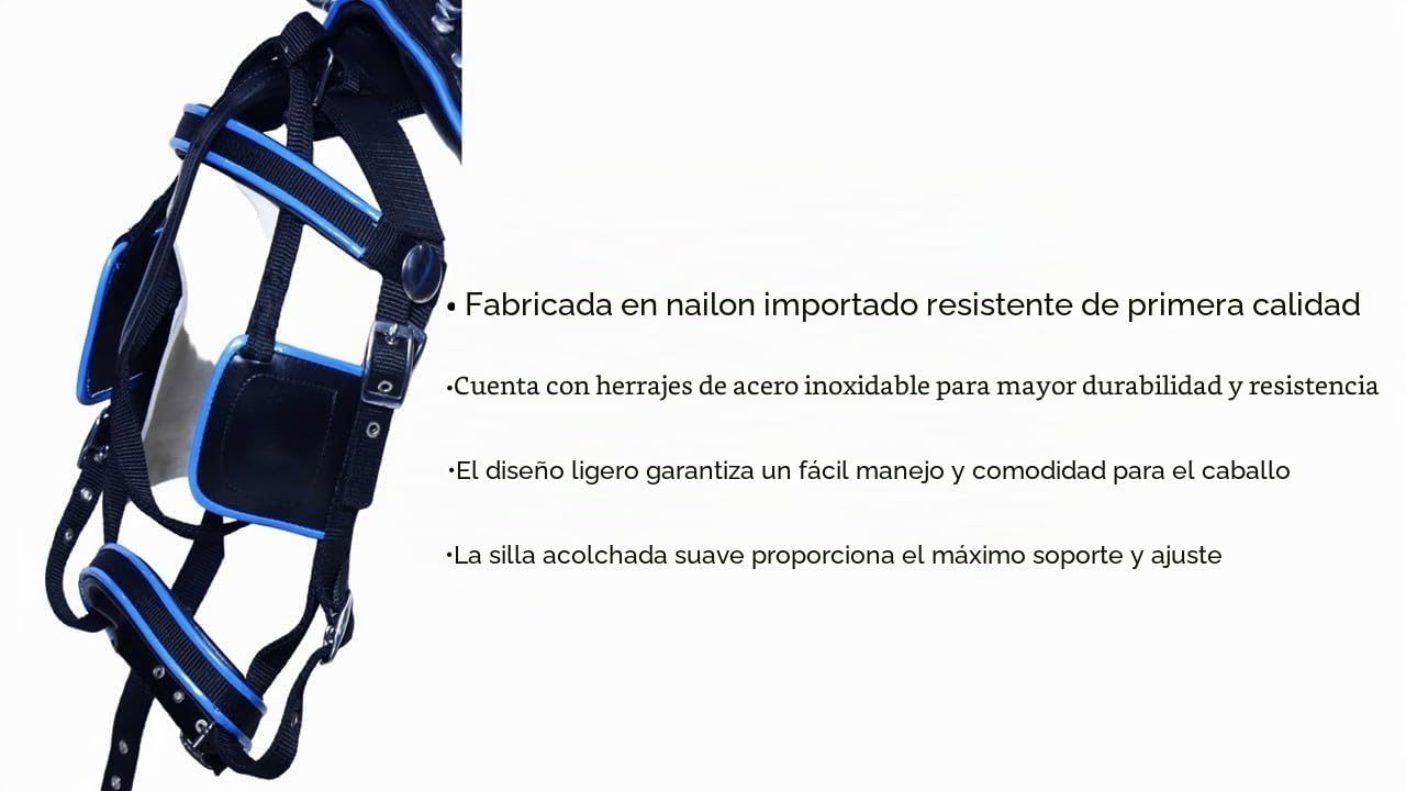 Arnés de nailon para carrito, color negro y azul (COB)
