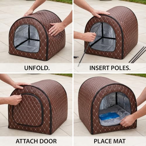 Cama para mascotas exterior grande con bolsas de hielo para perros 8