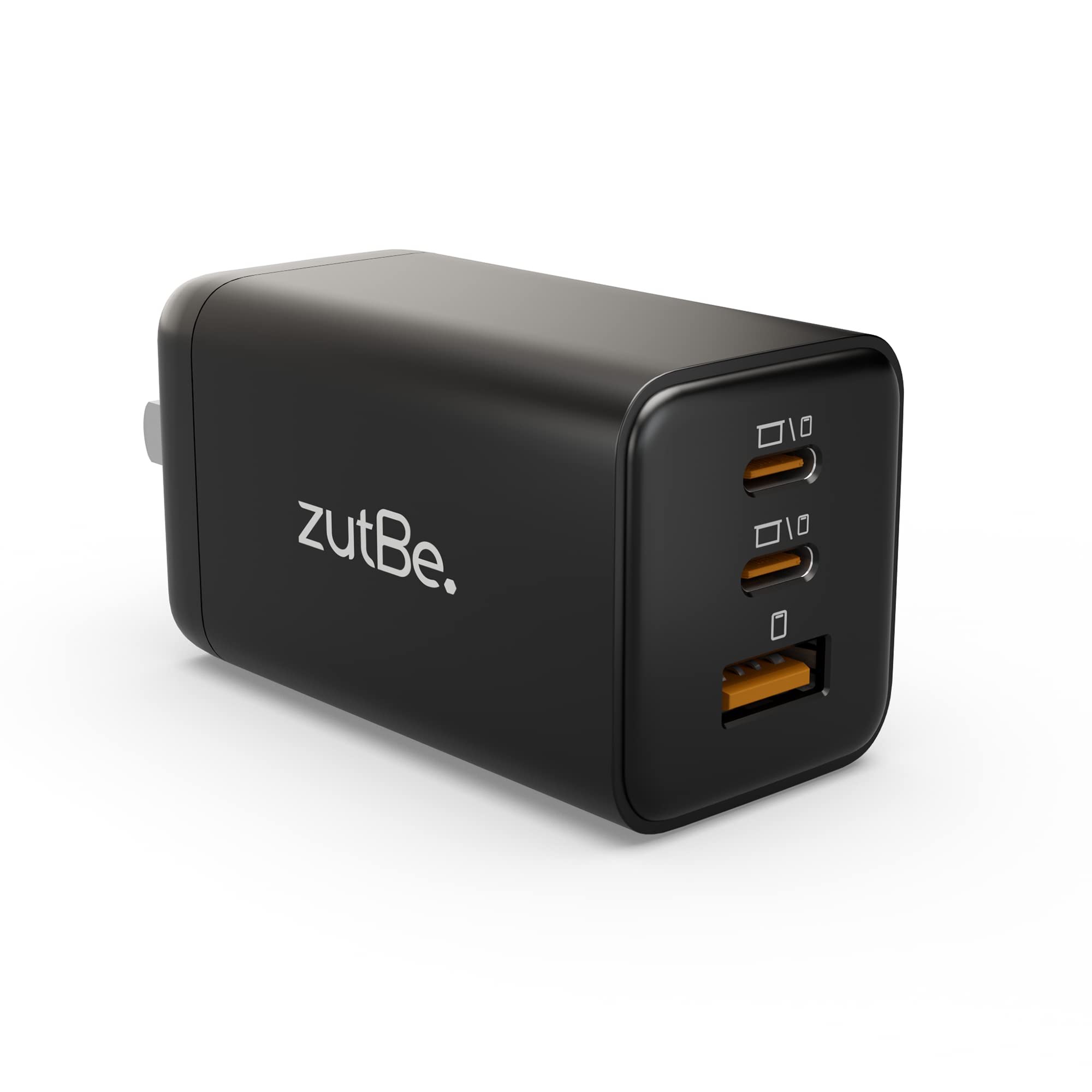 zutBe 65W USB GaN fast charger with PD and PPS Compact Foldable Wall Charger for iPhone 15 14, 13/12/11 Pro/Pro MAX, MacBook Air, iPad Pro, Galaxy S22/S21, Note 20/10+, and More (Cable not Included)