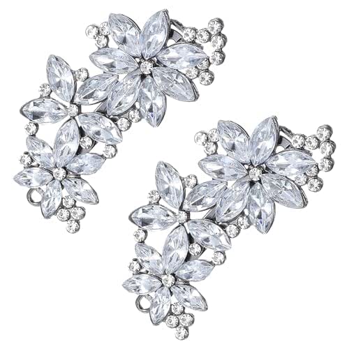 2 PCS Rhinestone Hair Clips, Silver Bling Crystal Hair Clips