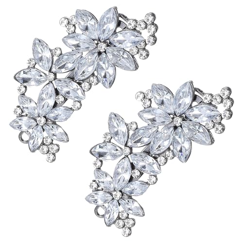 Lot de 2 pinces à cheveux avec strass argentés pour femme, barrettes à strass et strass formels pour femme, mariage, bal de fin d'année