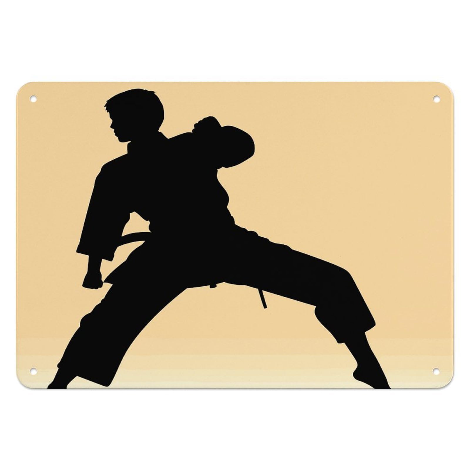 Fekiloot Men's Style Karate Silhouette Wall Decor Iron Painting Metal Sign