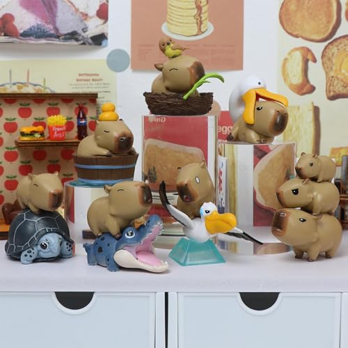 Figurines Capybara miniatures de dessin animé : lot de 7 mignonnes décorations de table - 3