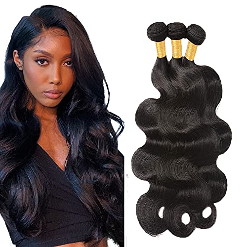 NiegMeag Peruvian Hair Bundles Body Wave Bundles Human Hair 18 20 22 Inch Virgin Hair 3 Bundles 100% Unprocessed 10A Grade Bundles Body Wave Hair Weave Extensions Natural Color