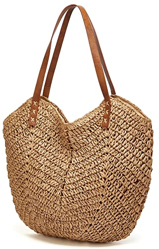 Straw Bags For Women Summer Beach Woven Tote Hobo Handbag Casual Straw Shoulder Bags For Travel Vocation #TOP1