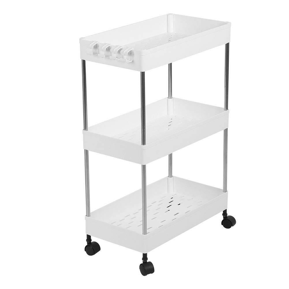 Estante de Almacenamiento, Carrito Organizador móvil para Ahorrar Espacio, para el hogar, Cocina y baño (Estilo clásico [Blanco 3 Capas])