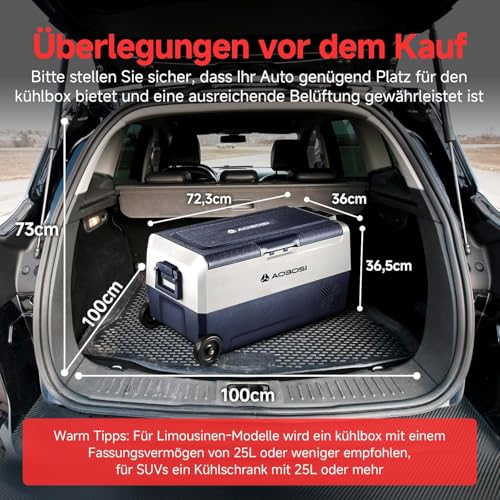 AAOBOSI AAOBOSI Kompressor Kühlbox 36 L, Kühlbox Auto Mit APP-Steuerung, 12/24 V und 100-240 V Camping Kühlschrank, bis -20 °C für Auto, LKW, Boot, Reisemobil, Camping, Dual Zone und Zwei Temperaturen - Zusatzansicht 4 | Tages Deals