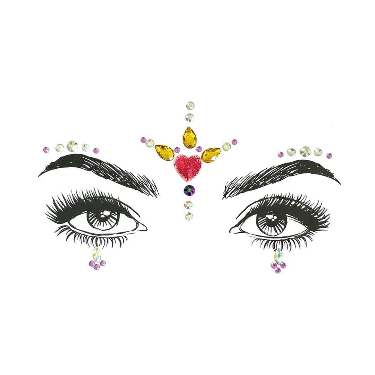 FRCOLOR 2 Set Di Gioielli Adesivi Per Il Viso Glitterati Adesivi Per Il Corpo Per Festival Per Trapano in Acrilico Strass Di Cristallo Per Feste 6 Pezzi*2