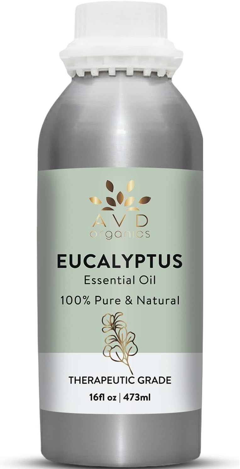 AVD Organics Eucalyptus Essential Oil 16 fl oz – 100% Pure Eucalyptus Oil for Steam Room, Shower, Aromatherapy, Home Spa, Room Freshening & DIY Projects | (473 ml)