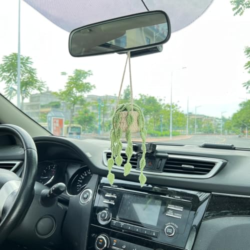Image of VRB Dec 1 Pcs Crochet Flower for car Dashboard Decoration Items,Car Hanging Crochet Flower,Sunflower Decoration for Car,Car Mirror Hanging Accessories, (Hanging Plants Crochet - 1 Pcs)