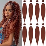 Braiding Hair, Pre Stretched Braiding Hair 20 Inch - 8 Packs Copper Prestretched Braiding Hair For Box Braids Crochet Hair,Professional Soft Knotless Braid Hair For Women,Itch Free (20',350#)