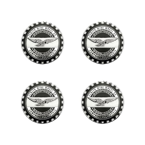 Image of Zenith Chrome & Black Metal Wheel Chip Emblems (Set of 4) | Triple Chrome Plated Solid Metal Wheel Chip Emblems, 2.25 inch | for Lowriders with Cut or Recessed Knock Off Spinner Caps