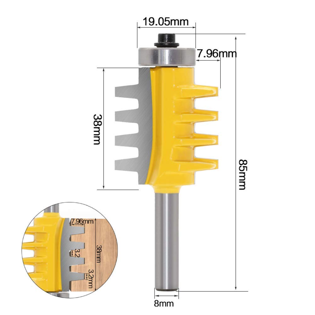 Broca para juntas de dedos con vástago de 8 mm, reversible para juntas de dedo, para carpintería