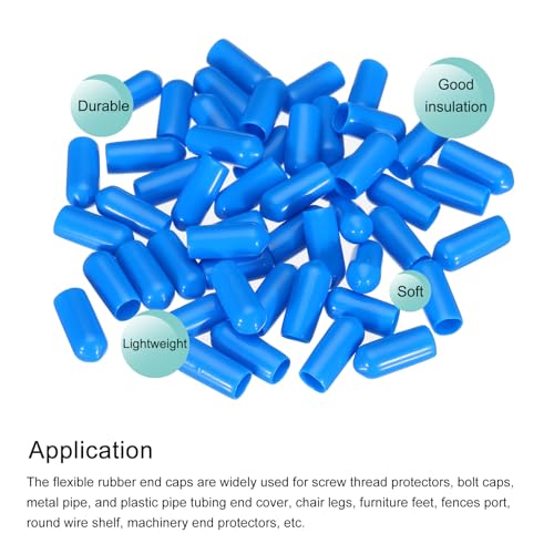 Image of MECCANIXITY 50pcs 6mm(1 /4 inch) Rubber End Caps Cover PVC Vinyl Screw Thread Protector Round Wire Shelf Caps for Screw Bolt Pipe Fence Post, Light Blue