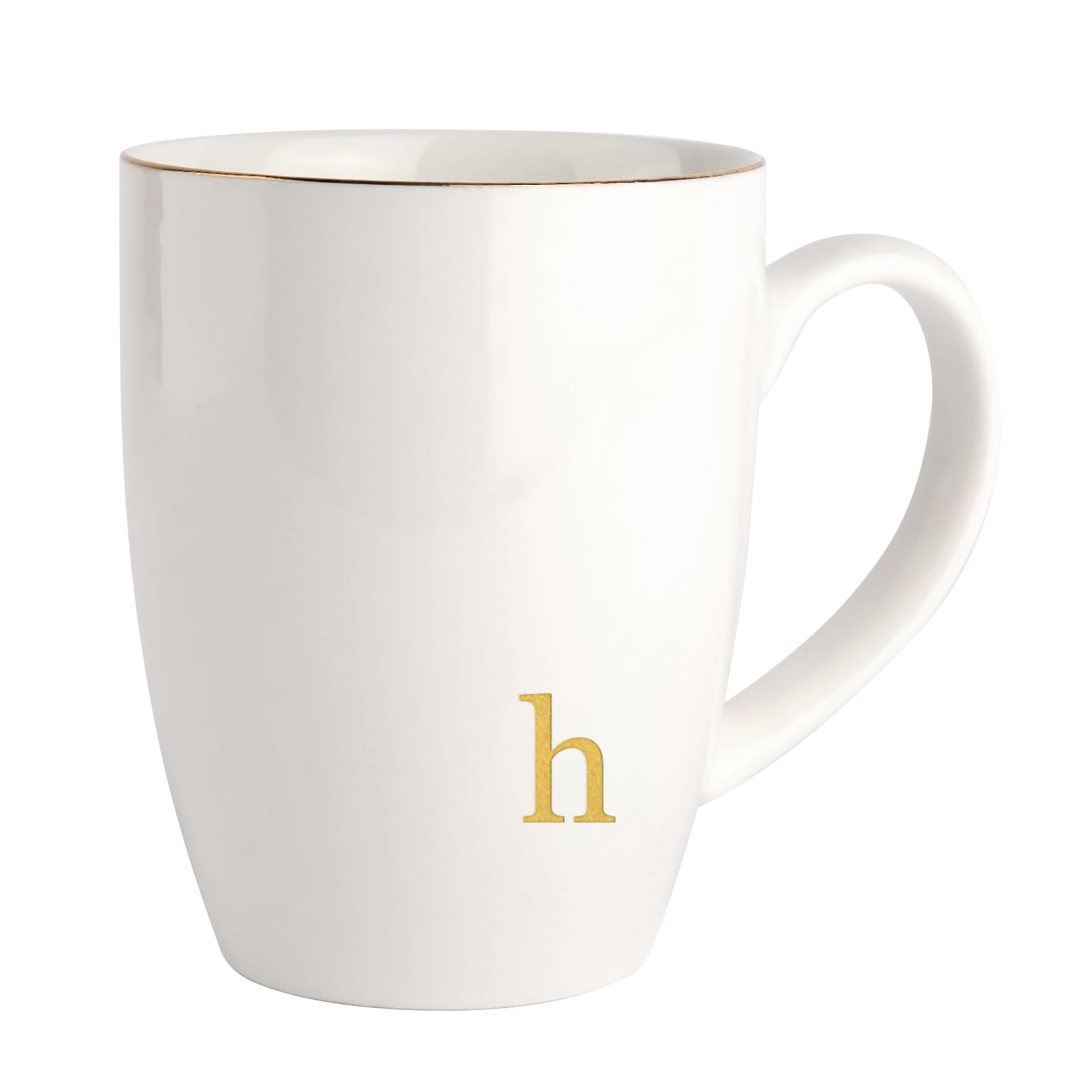 HOME SMILE Initial Coffee Cups for Women Friends Mom Daughter,Monogram Ceramic Mugs with Personalized h,Elegant Alphabet Tea Mugs,Cups for Office and Home,12 oz