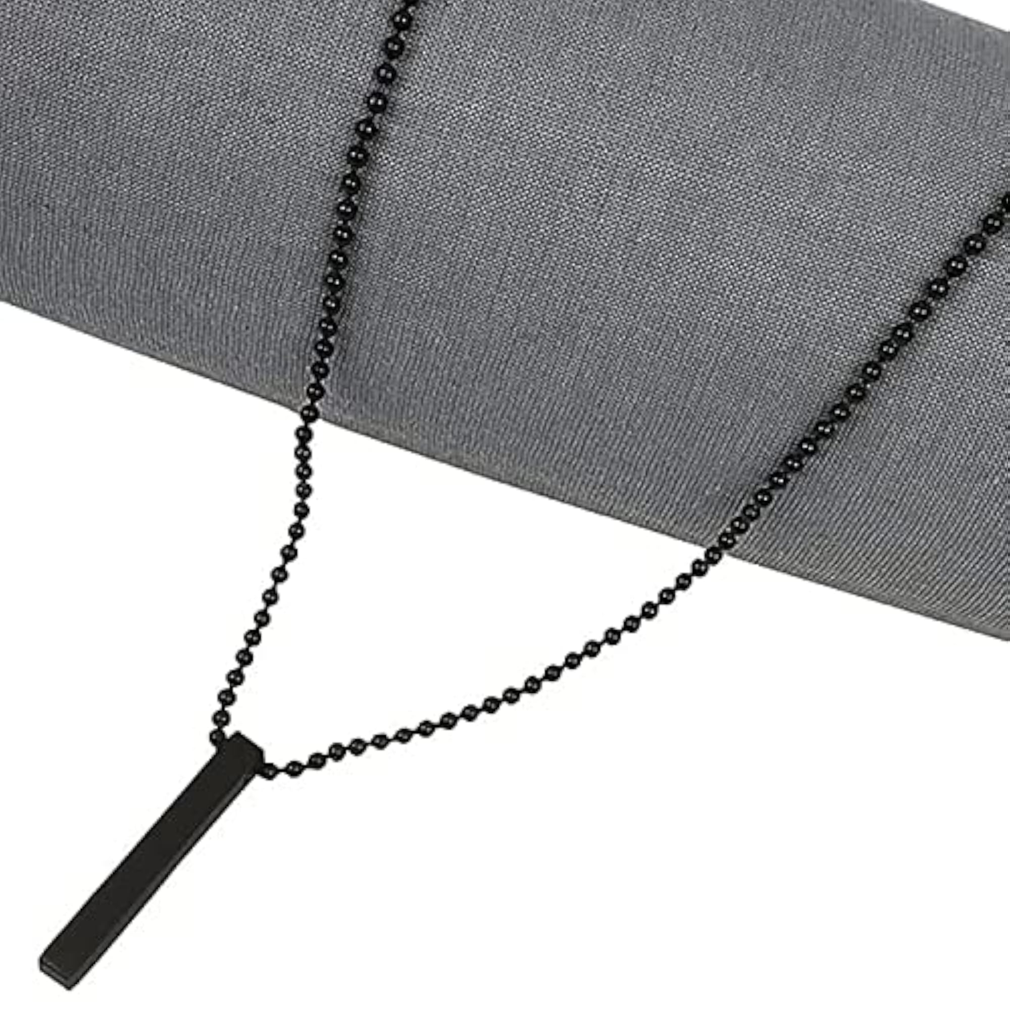 Black Silver Chain with Bar Pendant for Men