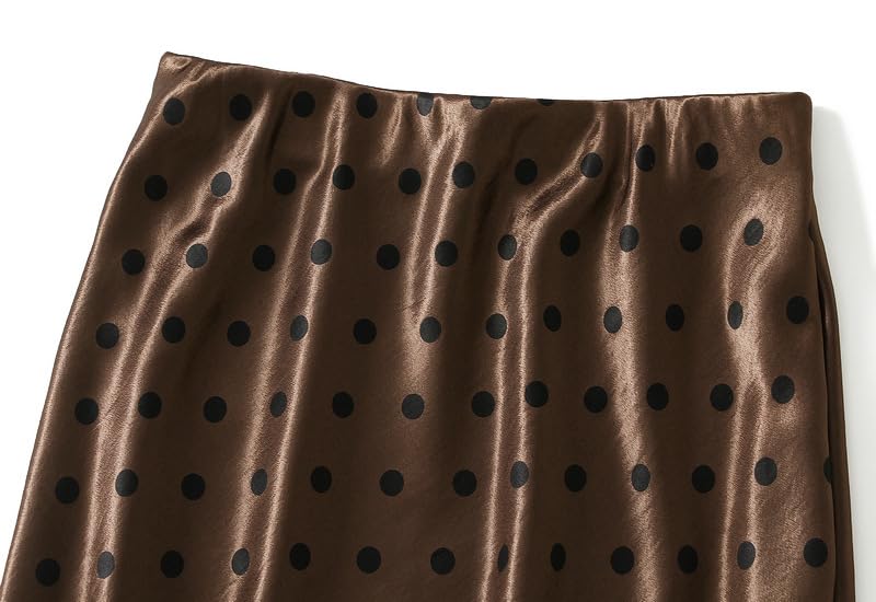 Womens Polka Dot Skirt High Waist Flowy Satin Elastic Waisted Skirts2