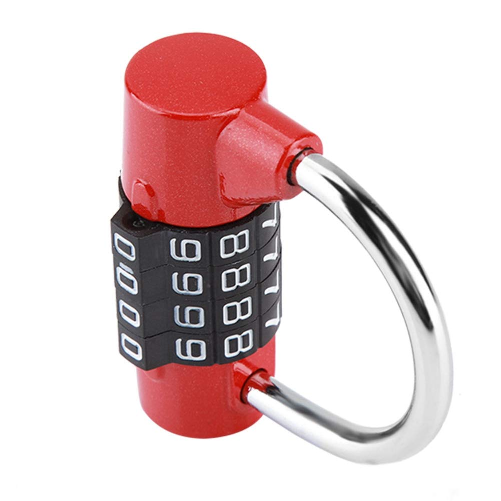 Demeras Door Password Lock,4 Dial Digit Code Combination Padlock Security Password Lock for Gym, School, Employee Locker Travel Suitcase(RED)