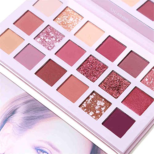 weixinbuy Magic Eye Shadow Palette 18 Color Matte Pigment Glitter Shimmer Eye Shadow Makeup - Nude Brown Peachy Pink Velvet Texture Easy to Mix Long Lasting Palette - Image 7
