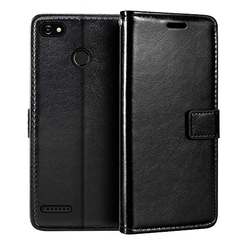 Shantime Funda de Cuero Compatible con ZTE Blade A3 2017, Diseño Ejecutivo Magnética, 3 Ranuras, Marco para Foto y Cartera Oculta(Negro)