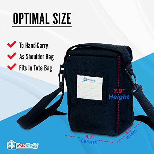 PracMedic Bags Lockable, Insulated, Travel Medicine Bag- Holds Epipens, Auvi-Q, Asthma Inhaler & Spacer or Diabetic Supplies, Your Personal Medicine Organizer- Grab and Go with T-MEDS Bag (Black)