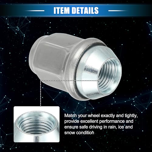 Image of 10 Pcs Wheel Lug Nuts Compatible for Jeep Wrangler Liberty for Dodge Challenger, Durable Carbon Steel Silver Tone Tire Lugnuts