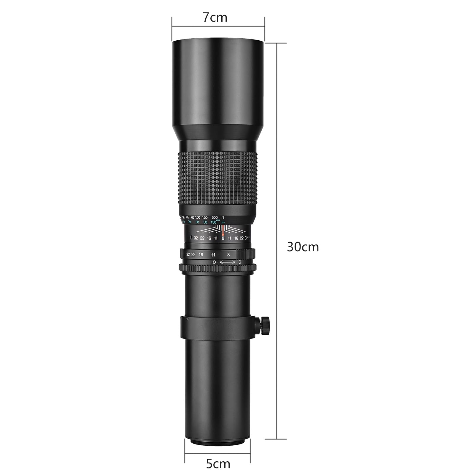 Obiettivo Super Teleobiettivo da 500 Mm per Fotocamere con Zoom Manuale, Apertura F8.0 F32, Obiettivo Multistrato, Attacco per Treppiede con Anello Adattatore per Attacco NEX E