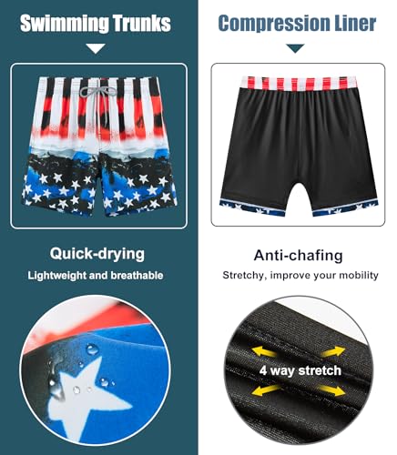 Image of APTRO Men's Swim Trunks with Compression Liner 5 Inch Bathing Suit Beach Swimsuits