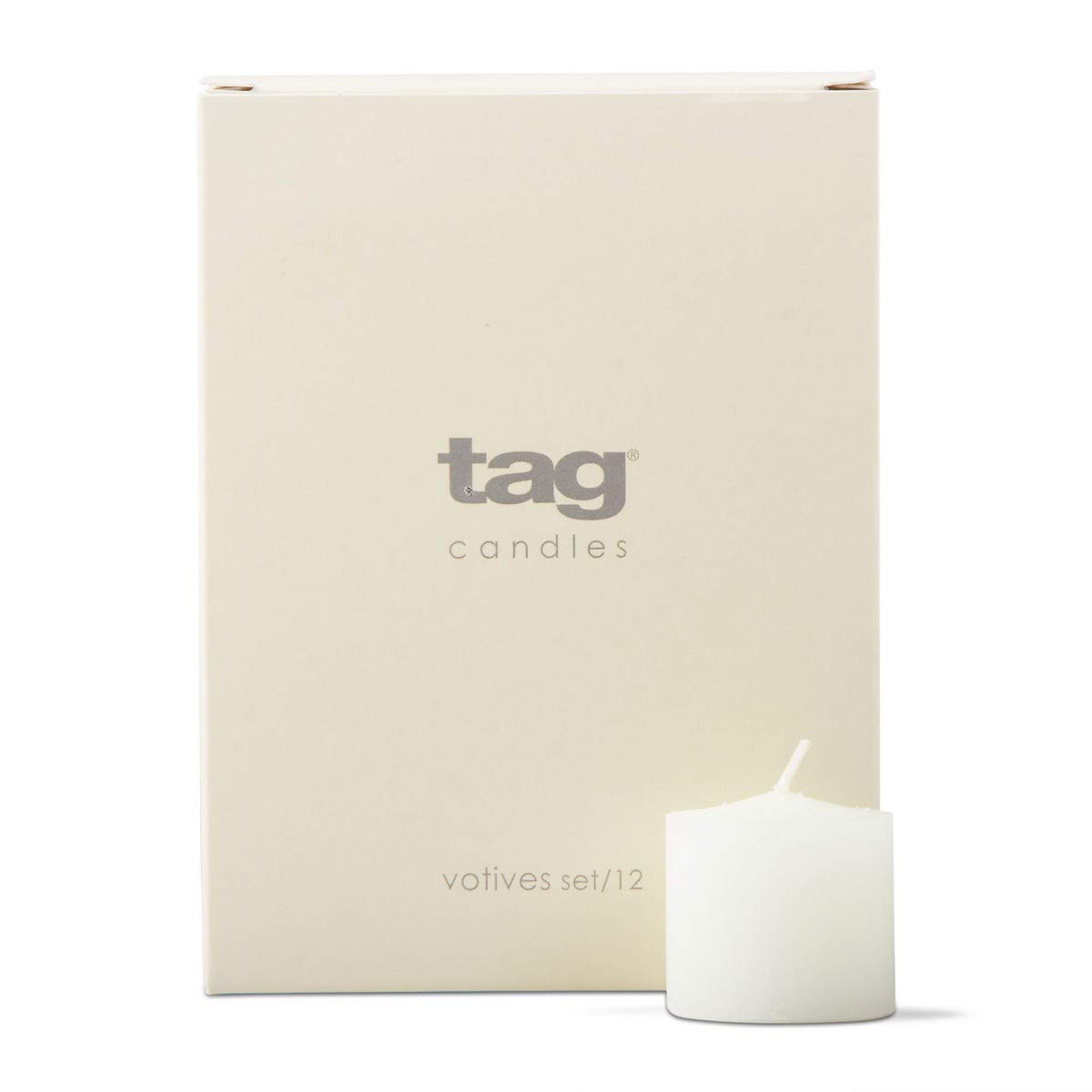 TAG Unscented Basic Votive Candle 12 Pack Burn Time 6 Hours Ideal For Home Decor Decoration Birthday Parties Wedding Votive White