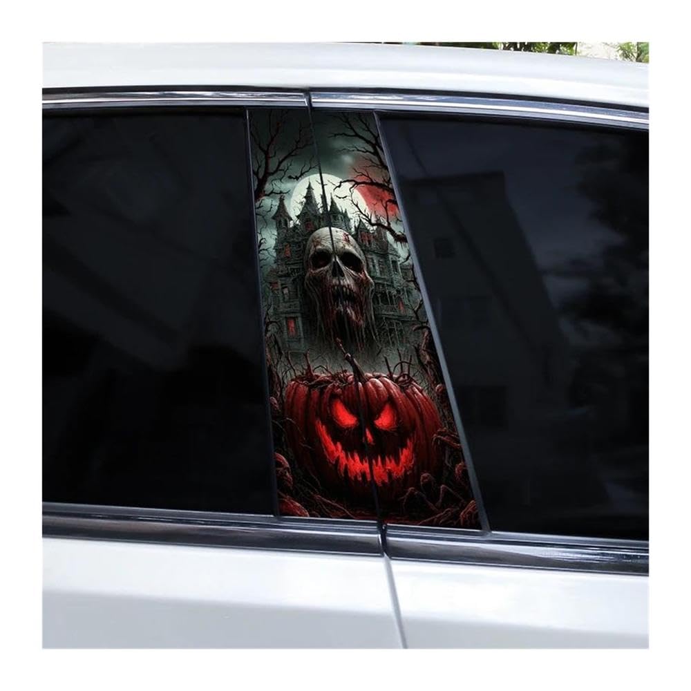 Decorative Items 2pcs Car B-Pillar Stickers Horror Series Pumpkin Car Window Pillar Decals(G)