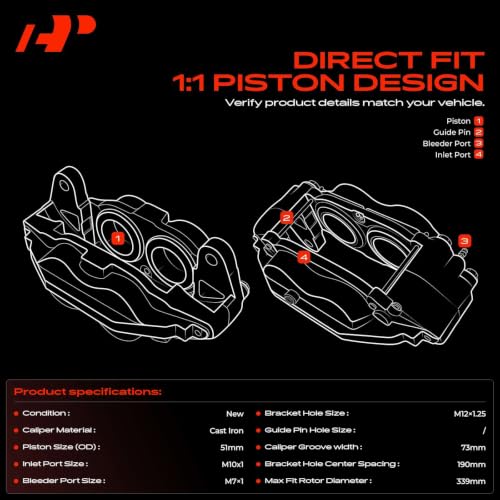 Image of A-Premium Disc Brake Caliper Assembly Compatible with Select Toyota Models - Sequoia 2008-2015, Tundra 2007-2015 - Front Left Driver Side