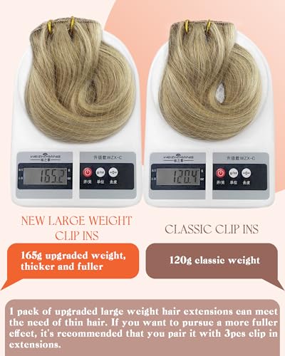 Image of Sunny Hair Clip in Hair Extensions Real Human Hair Blonde Highlight 26inch | Clip in Extensions Real Human Hair 165g, Extra Long Hair and Added Fullness with Fuller Ends for Office Styling