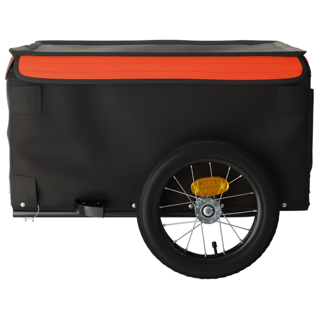Przyczepka rowerowa Cargo w stalowej ramie, dodatkowy bagażnik rowerowy ze sprzęgłem, przyczepa rowerowa czarna i pomarańczowa 30 kg żelazo